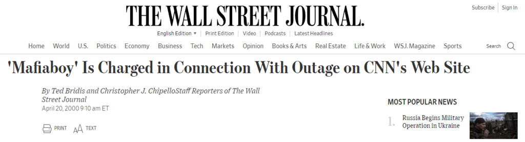 michael calce mafiaboy ddos attacks yahoo ebay dell cnn amazon